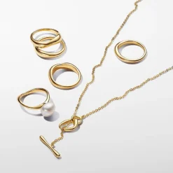 Pandora Bagues Superposables de Forme Organique Doré | Femme Bague