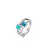 Ti Sento Bague - 12326DB Argent Rhodié Multi Joncs Pierres Synthétiques Bleue Et Turquoise | Femme Bague
