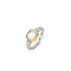 Ti Sento Bague - 12331MW Argent Doré Et Doublé Nacre Carré Et Pavage | Femme Bague