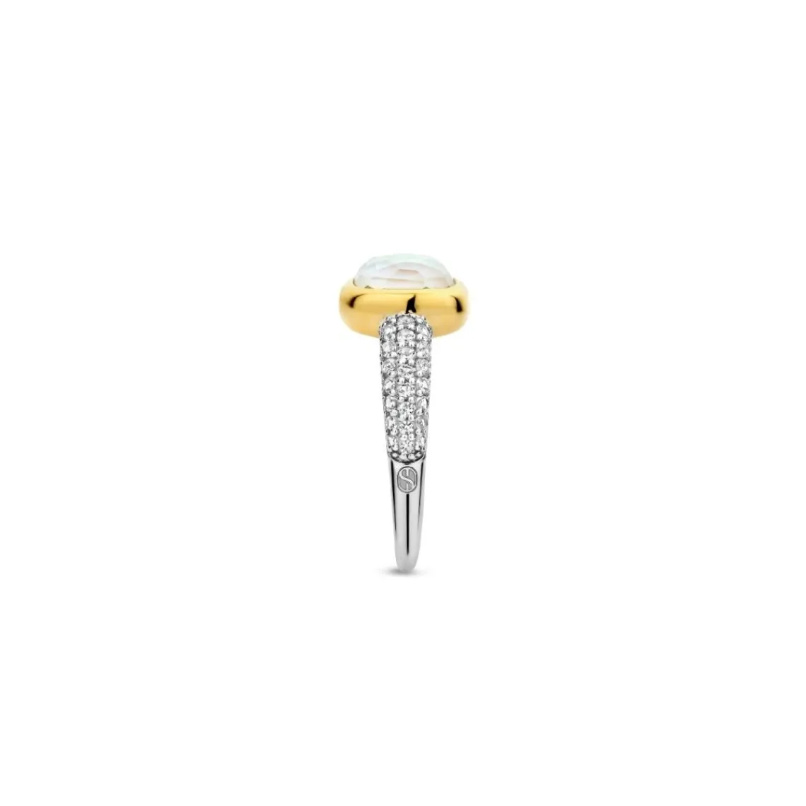 Ti Sento Bague - 12331MW Argent Doré Et Doublé Nacre Carré Et Pavage | Femme Bague