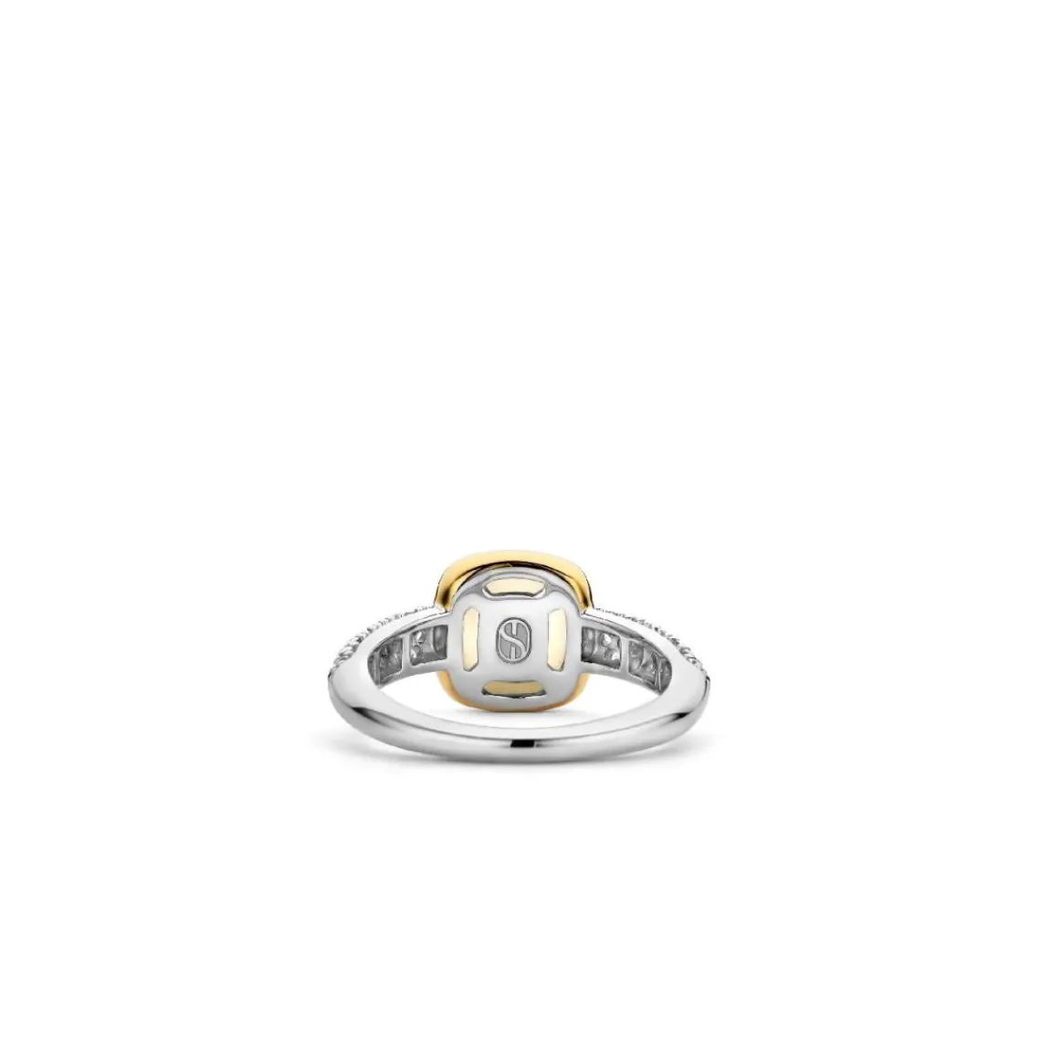 Ti Sento Bague - 12331MW Argent Doré Et Doublé Nacre Carré Et Pavage | Femme Bague