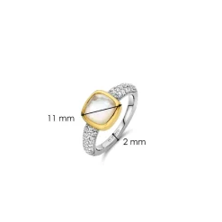 Ti Sento Bague - 12331MW Argent Doré Et Doublé Nacre Carré Et Pavage | Femme Bague
