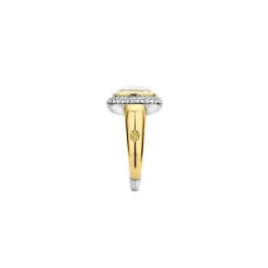 Ti Sento Bague - 12330MW Argent Doré Et Doublé Nacre Carré Serti D'Oxydes De Zirconium | Femme Bague