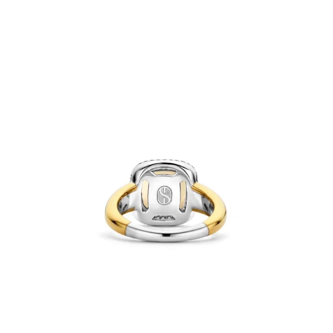 Ti Sento Bague - 12330MW Argent Doré Et Doublé Nacre Carré Serti D'Oxydes De Zirconium | Femme Bague