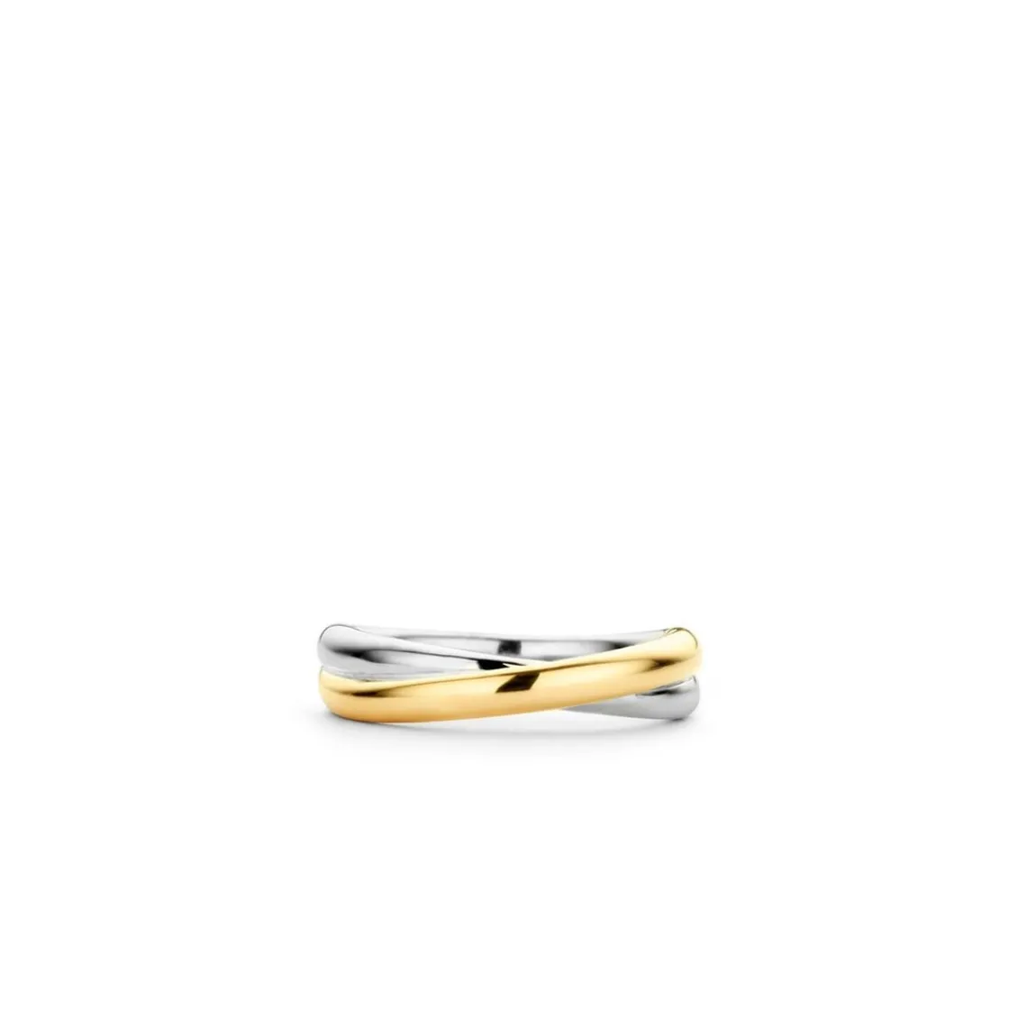 Ti Sento Bague 1953SY - Bague Argent 2 Anneaux Entrelacés Bi Colore Doré | Femme Bague
