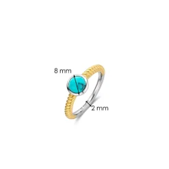 Ti Sento Bague - 12332TQ Argent Doré Et Pierre Synthétique Turquoise | Femme Bague