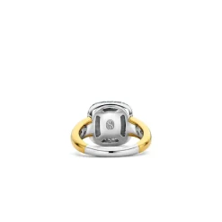 Ti Sento Bague - 12330TQ Argent Doré Et Pierre Synthétique Turquoise Carrée Serti D'Oxydes De Zirconium | Femme Bague