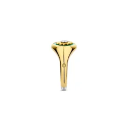 Ti Sento Bague - 12335TQ Argent Doré Forme Chevalière Fond Turquoise Et Soleil | Femme Bague