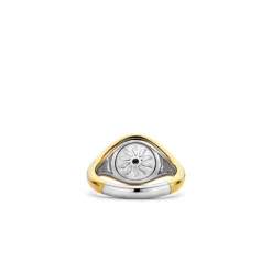 Ti Sento Bague - 12335TQ Argent Doré Forme Chevalière Fond Turquoise Et Soleil | Femme Bague