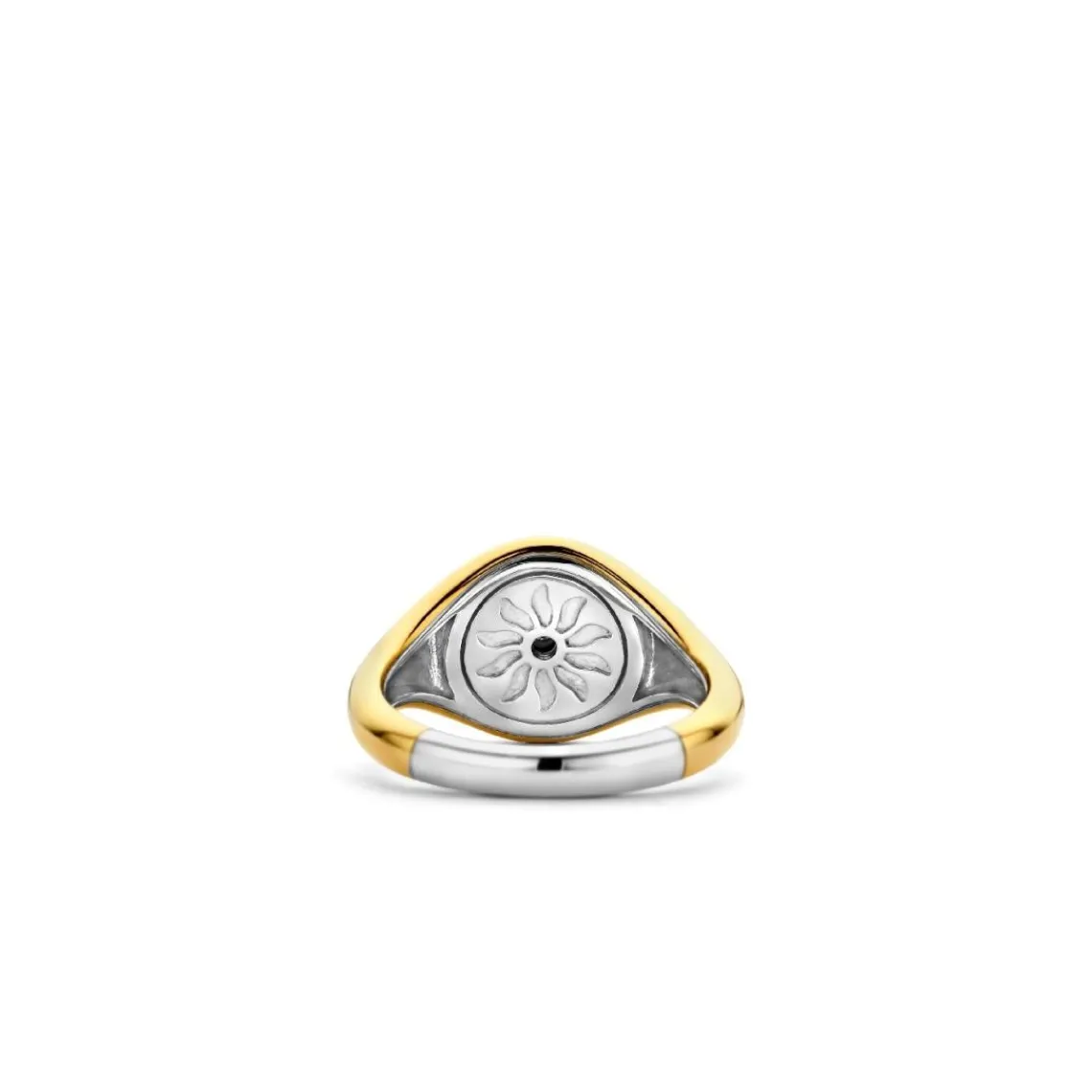 Ti Sento Bague - 12335TQ Argent Doré Forme Chevalière Fond Turquoise Et Soleil | Femme Bague