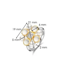 Ti Sento Bague - 12325YP Argent Doré Perles Synthétiques Et Oxyde De Zirconium Carré PM | Femme Bague