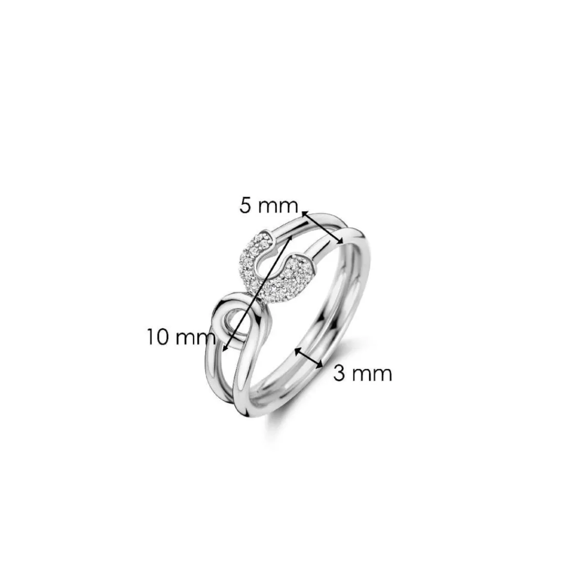 Ti Sento Bague - 12333ZI Argent Rhodié Forme Épingle Pavée | Femme Bague