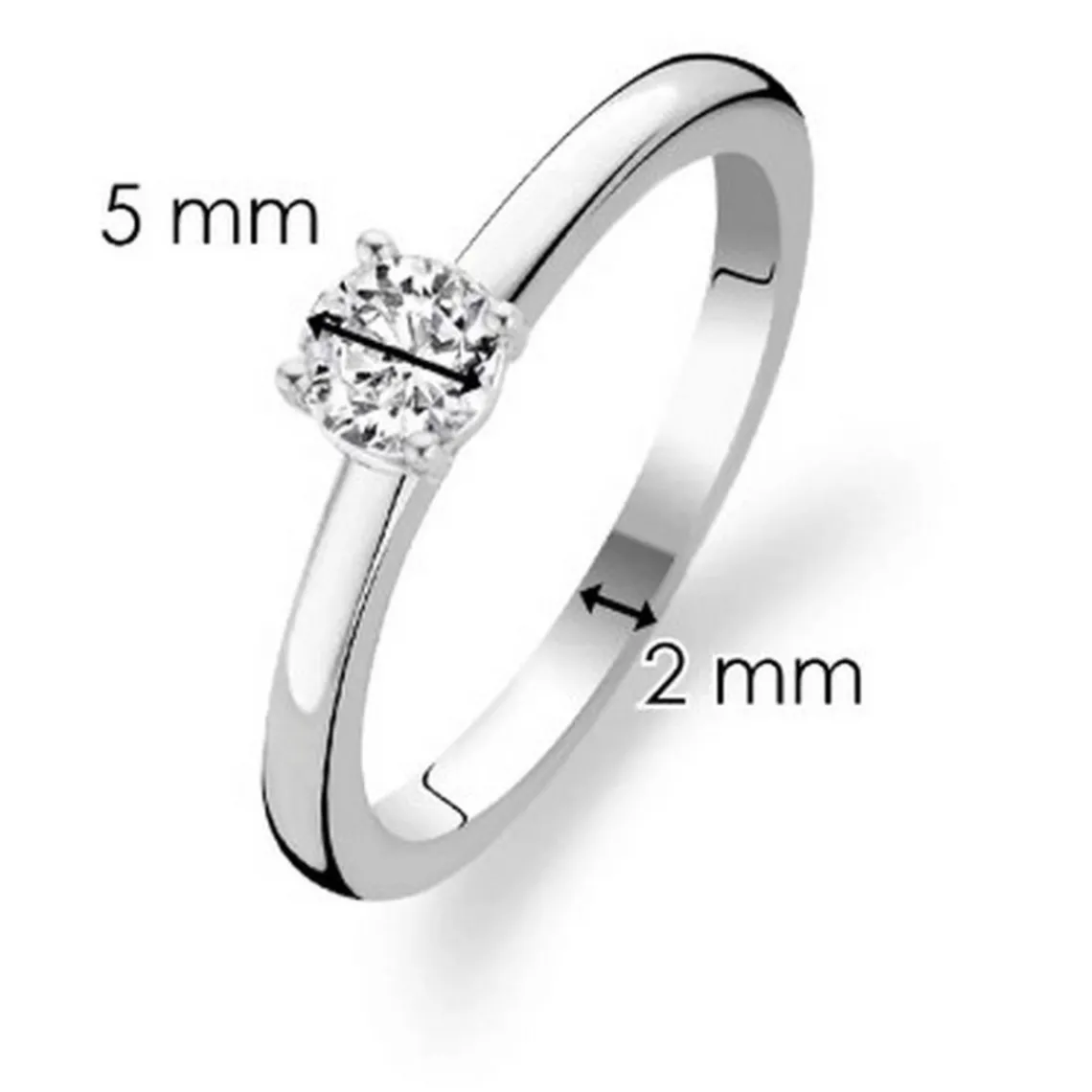 Ti Sento Bague 12110ZI - Bague Argent Serti Griffé Zirconium Femme | Femme Bague