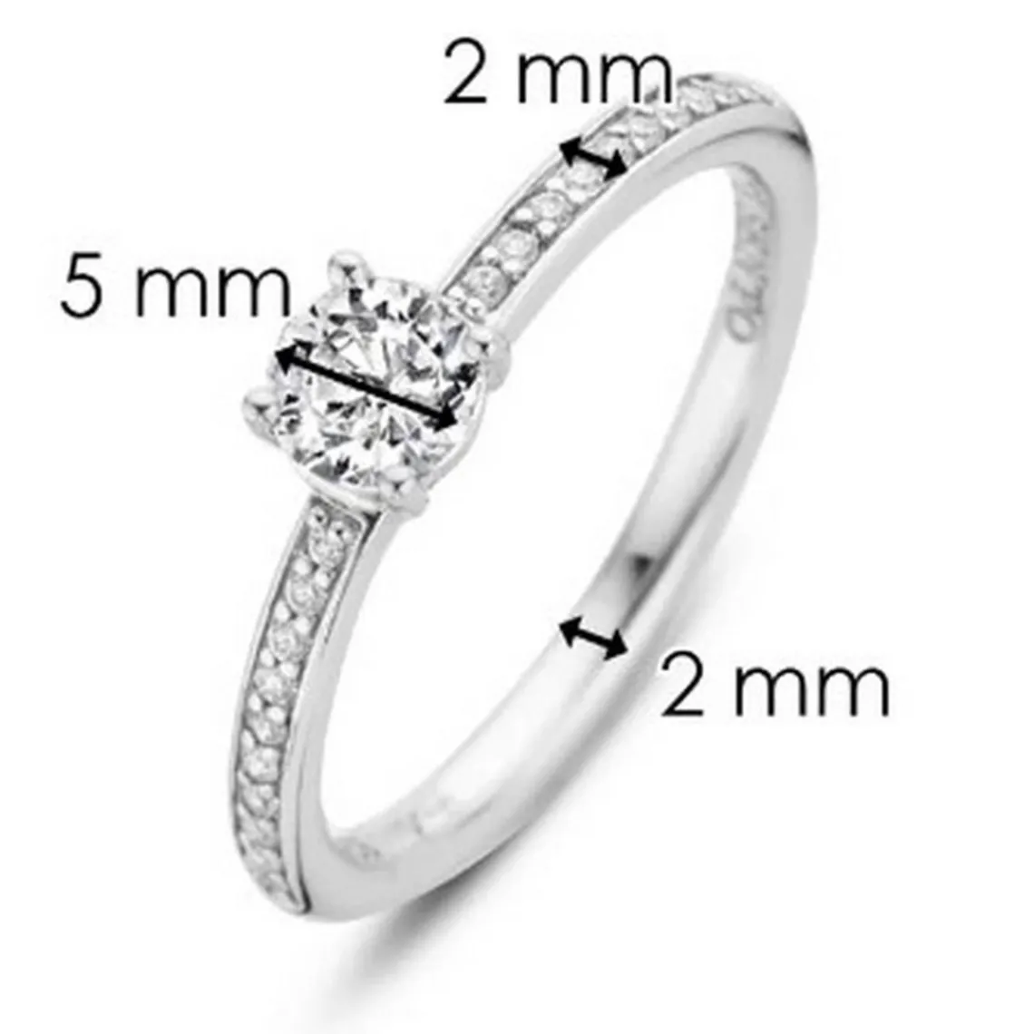 Ti Sento Bague 12109ZI - Bague Argent Serti Griffé Zirconium Femme | Femme Bague