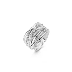 Ti Sento Bague 12067ZI - Bague Entrelacée Cristaux Femme | Femme Bague