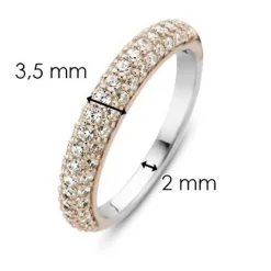 Ti Sento Bague 12105ZR - Bague Argent Anneau Pavé Doré Rose Femme | Femme Bague