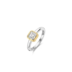 Ti Sento Bague - 12328ZY Argent Doré Et Oxyde De Zirconium Carré | Femme Bague