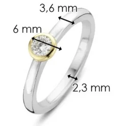 Ti Sento Bague 1868ZY - Bague Argent Serti Rond Doré Femme | Femme Bague
