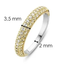 Ti Sento Bague 12105ZY - Bague Argent Anneau Pavé Doré Femme | Femme Bague