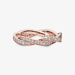 Pandora Bague Torsades Scintillante Timeless Métal doré à l’Or Rose fin 585/1000ᵉ | Femme Bague