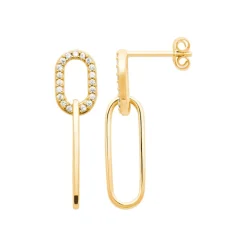 Maison de la Bijouterie Boucle d'oreilles Pendantes femme plaqué or blanc serti griffe - Y5W4UZ0 | Femme Boucles D'Oreilles