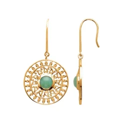 Maison de la Bijouterie Boucle d'oreilles Pendantes femme plaqué or serti clos - Y55W650 | Femme Boucles D'Oreilles