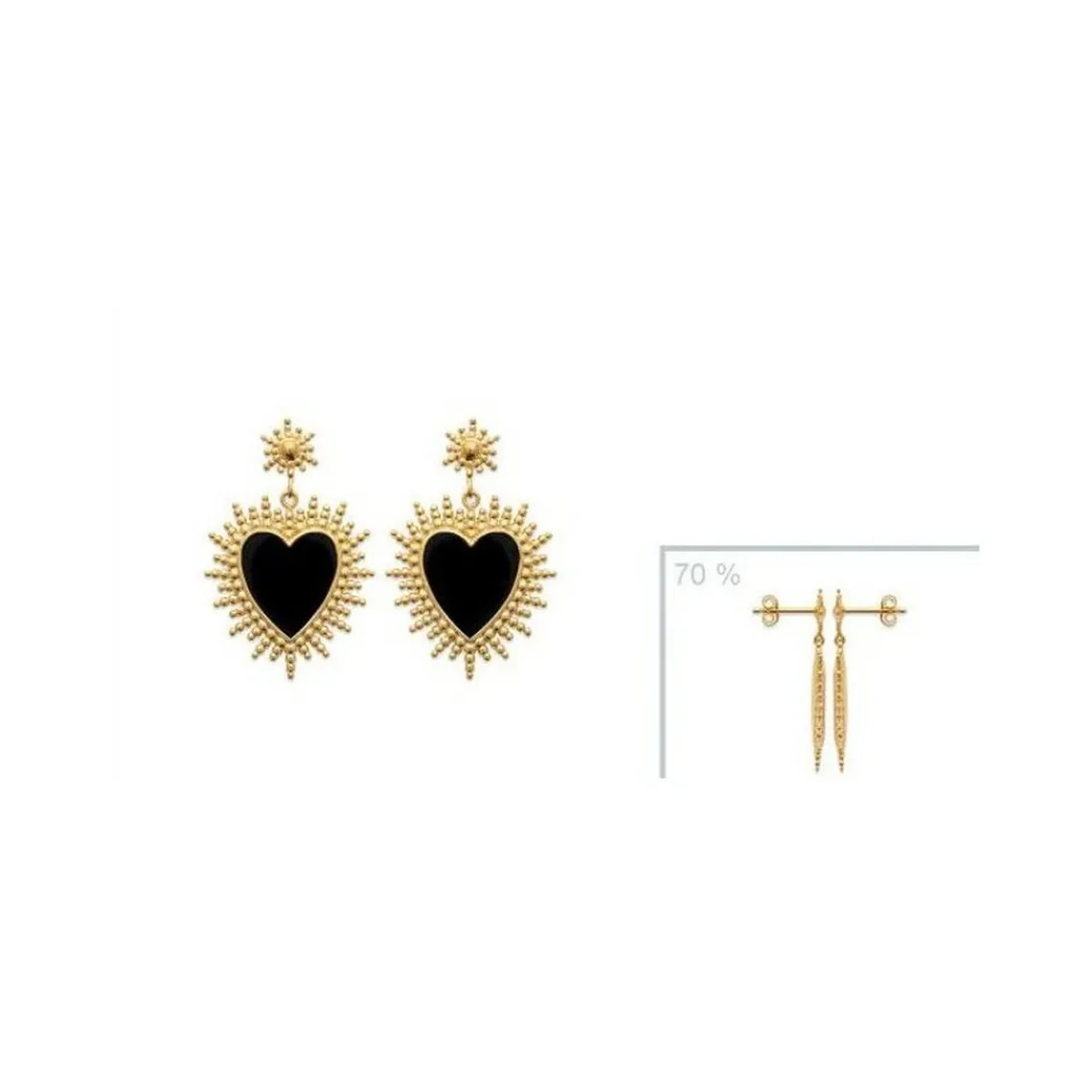 Maison de la Bijouterie Boucle d'oreilles Pendantes femme plaqué or agate noire serti clos - Y5V4U0W | Femme Boucles D'Oreilles