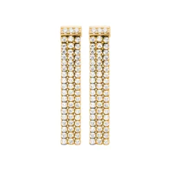 Maison de la Bijouterie Boucle d'oreilles Pendantes femme plaqué or blanc serti griffe - Y5565Z0 | Femme Boucles D'Oreilles