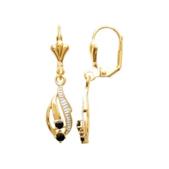Maison de la Bijouterie Boucle d'oreilles Pendantes femme plaqué or saphir serti griffe - Y3530Z43 | Femme Boucles D'Oreilles