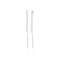 Maison de la Bijouterie Boucle d'oreilles Pendantes femme argent rhodié blanc serti clos - Z53VYZ0 | Femme Boucles D'Oreilles