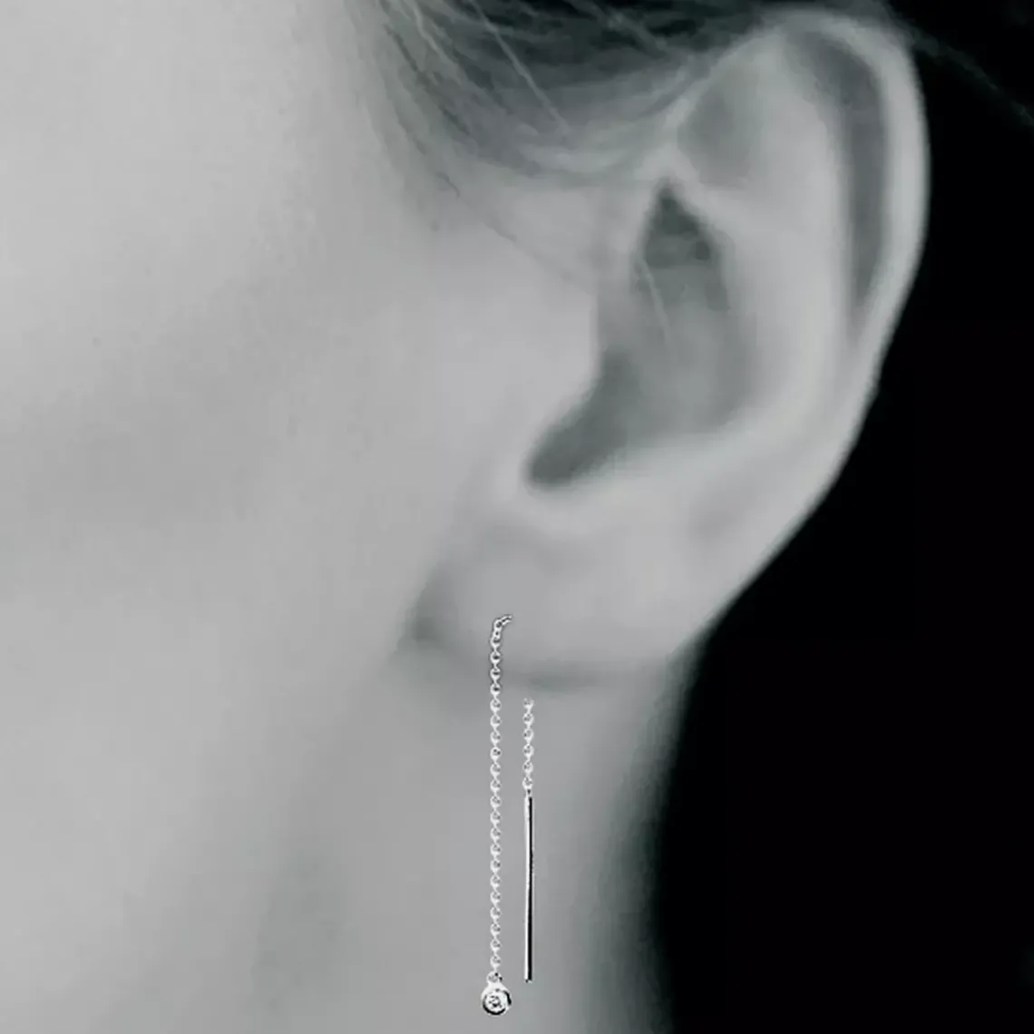 Maison de la Bijouterie Boucle d'oreilles Pendantes femme argent rhodié blanc serti clos porté spécial - Z53WYZ0 | Femme Boucles D'Oreilles