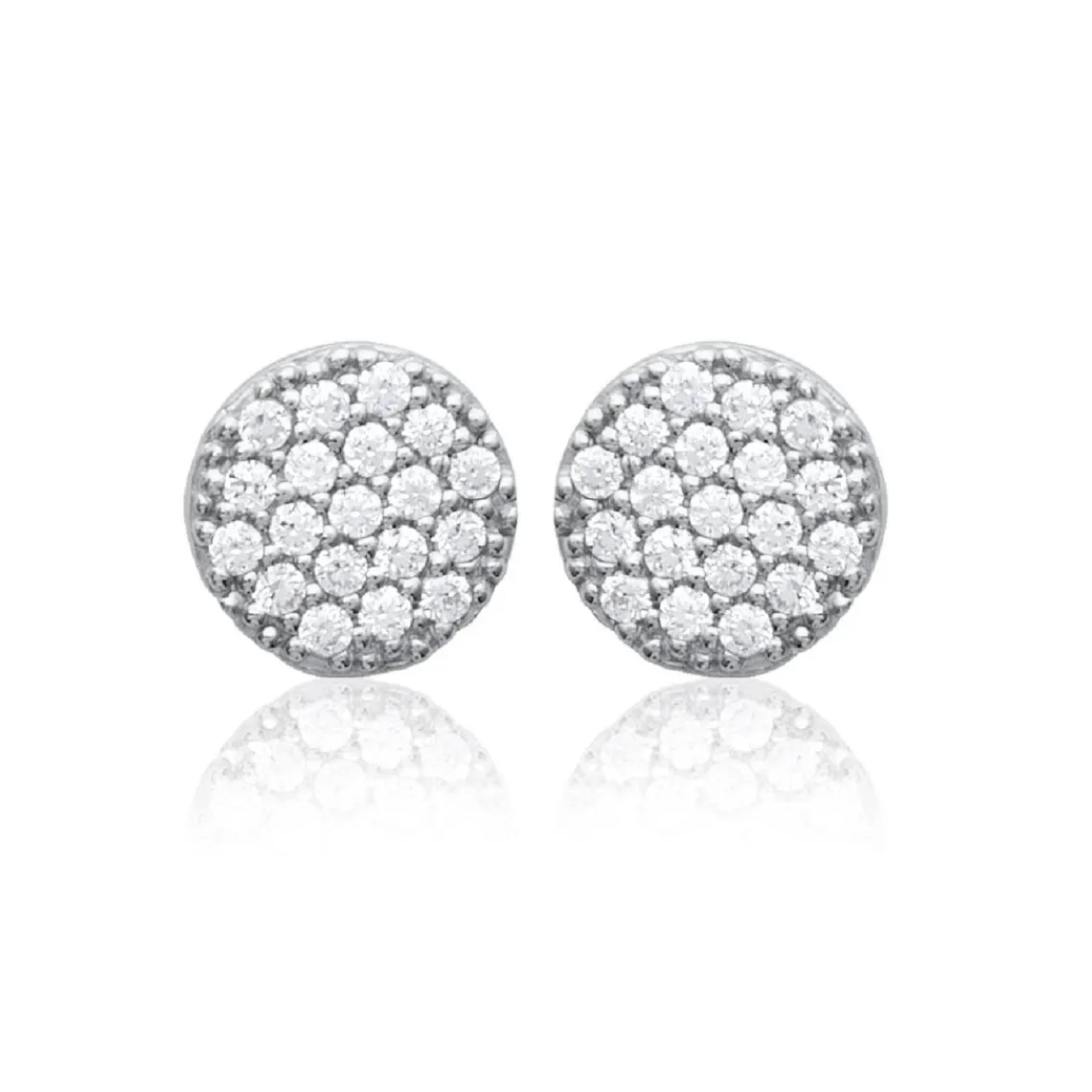 Maison de la Bijouterie Boucles d'oreille femme argent rhodié blanc serti griffe rond - Z4UY0Z0 | Femme Boucles D'Oreilles