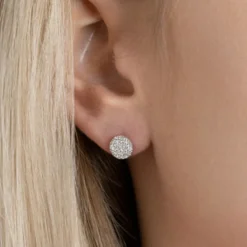 Maison de la Bijouterie Boucles d'oreille femme argent rhodié blanc serti griffe rond - Z4UY0Z0 | Femme Boucles D'Oreilles