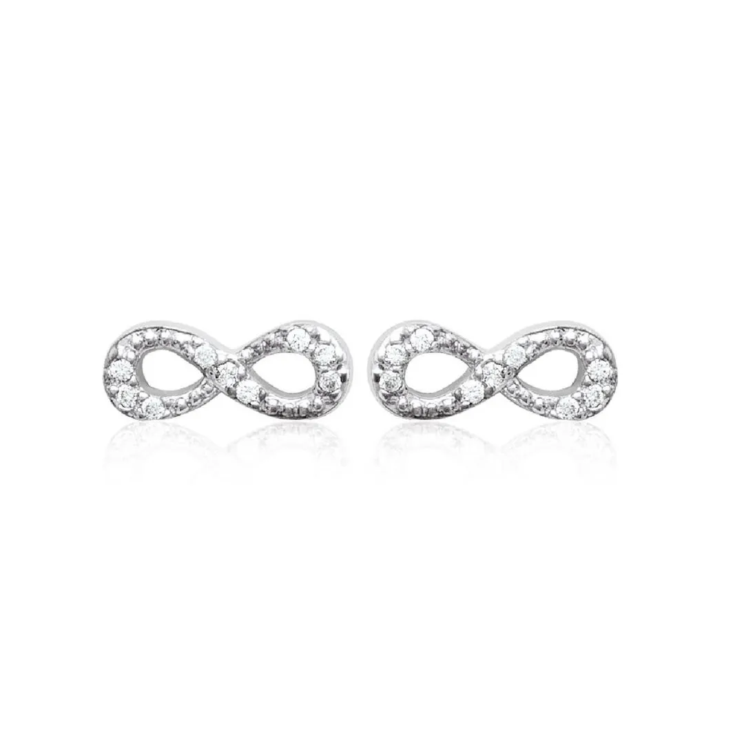 Maison de la Bijouterie Boucles d'oreille femme argent rhodié blanc serti infini griffe - Z4U46Z0 | Femme Boucles D'Oreilles