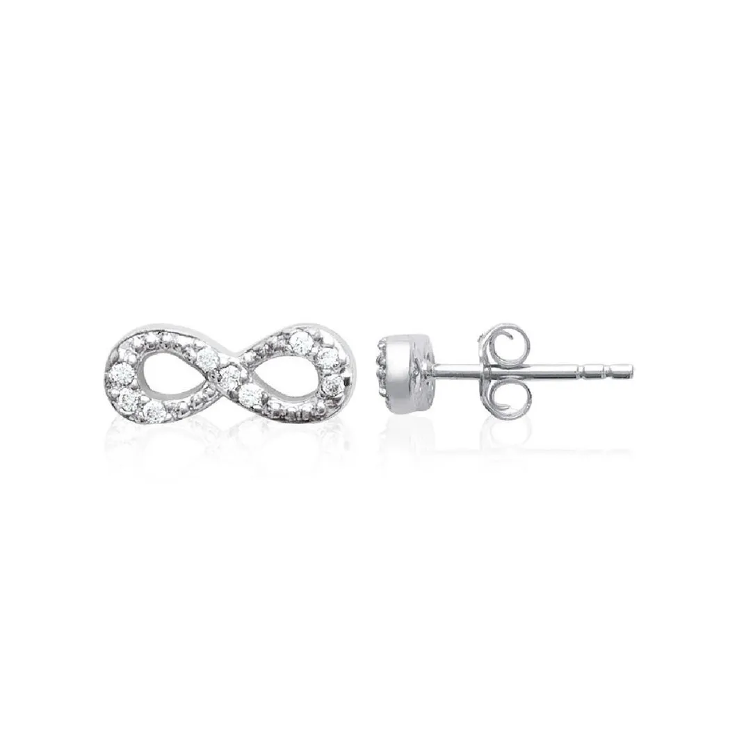 Maison de la Bijouterie Boucles d'oreille femme argent rhodié blanc serti infini griffe - Z4U46Z0 | Femme Boucles D'Oreilles