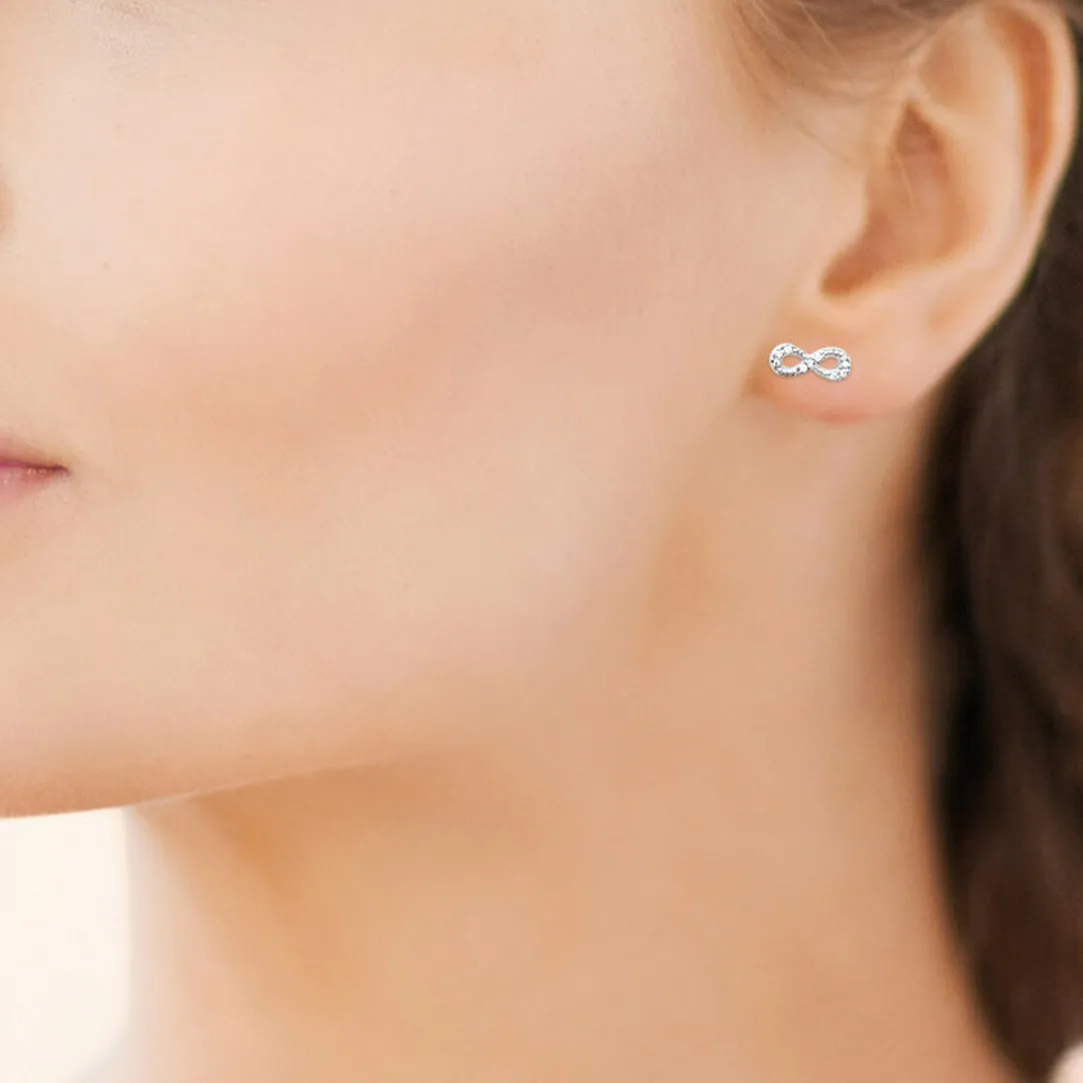 Maison de la Bijouterie Boucles d'oreille femme argent rhodié blanc serti infini griffe - Z4U46Z0 | Femme Boucles D'Oreilles