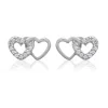 Maison de la Bijouterie Boucles d'oreille femme argent rhodié blanc serti griffe cœur - Z36Y5Z0 | Femme Boucles D'Oreilles