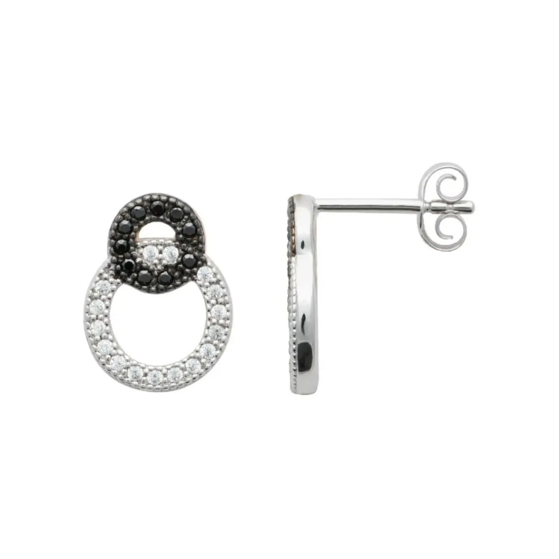 Maison de la Bijouterie Boucles d'oreille femme argent rhodié teinté serti griffe - Z5ZV40W | Femme Boucles D'Oreilles