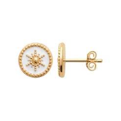 Maison de la Bijouterie Boucles d'oreille femme plaqué or laque blanc - Y563UZ0 | Femme Boucles D'Oreilles