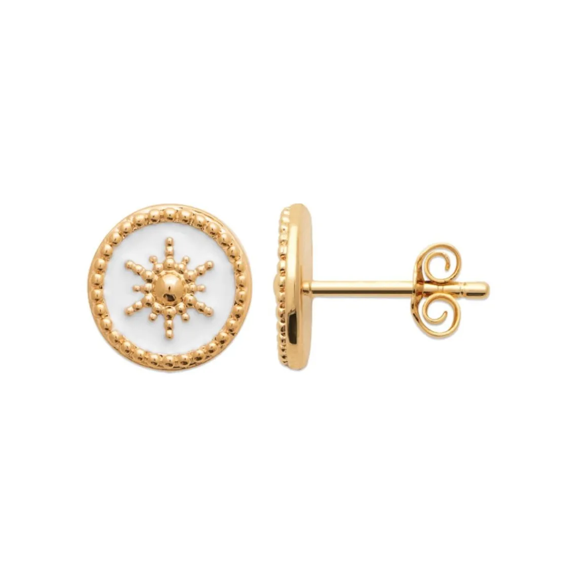 Maison de la Bijouterie Boucles d'oreille femme plaqué or laque blanc - Y563UZ0 | Femme Boucles D'Oreilles