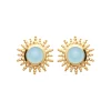 Maison de la Bijouterie Boucles d'oreille femme plaqué or agate bleue serti clos - Y56YZ60 | Femme Boucles D'Oreilles