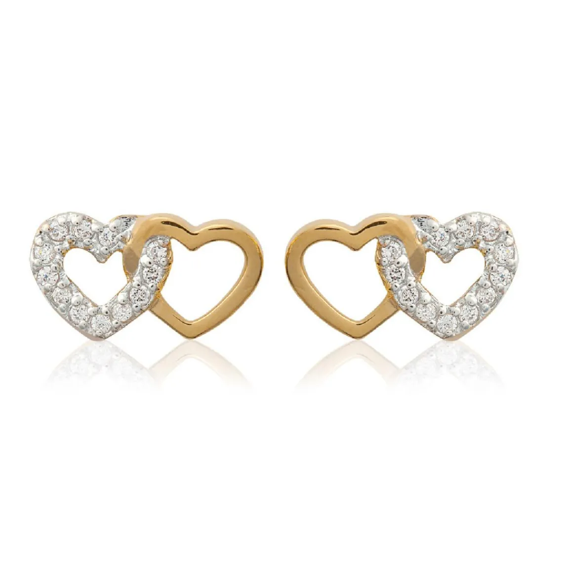 Maison de la Bijouterie Boucles d'oreille femme plaqué or blanc serti griffe cœur - Y36Y5ZZ | Femme Boucles D'Oreilles