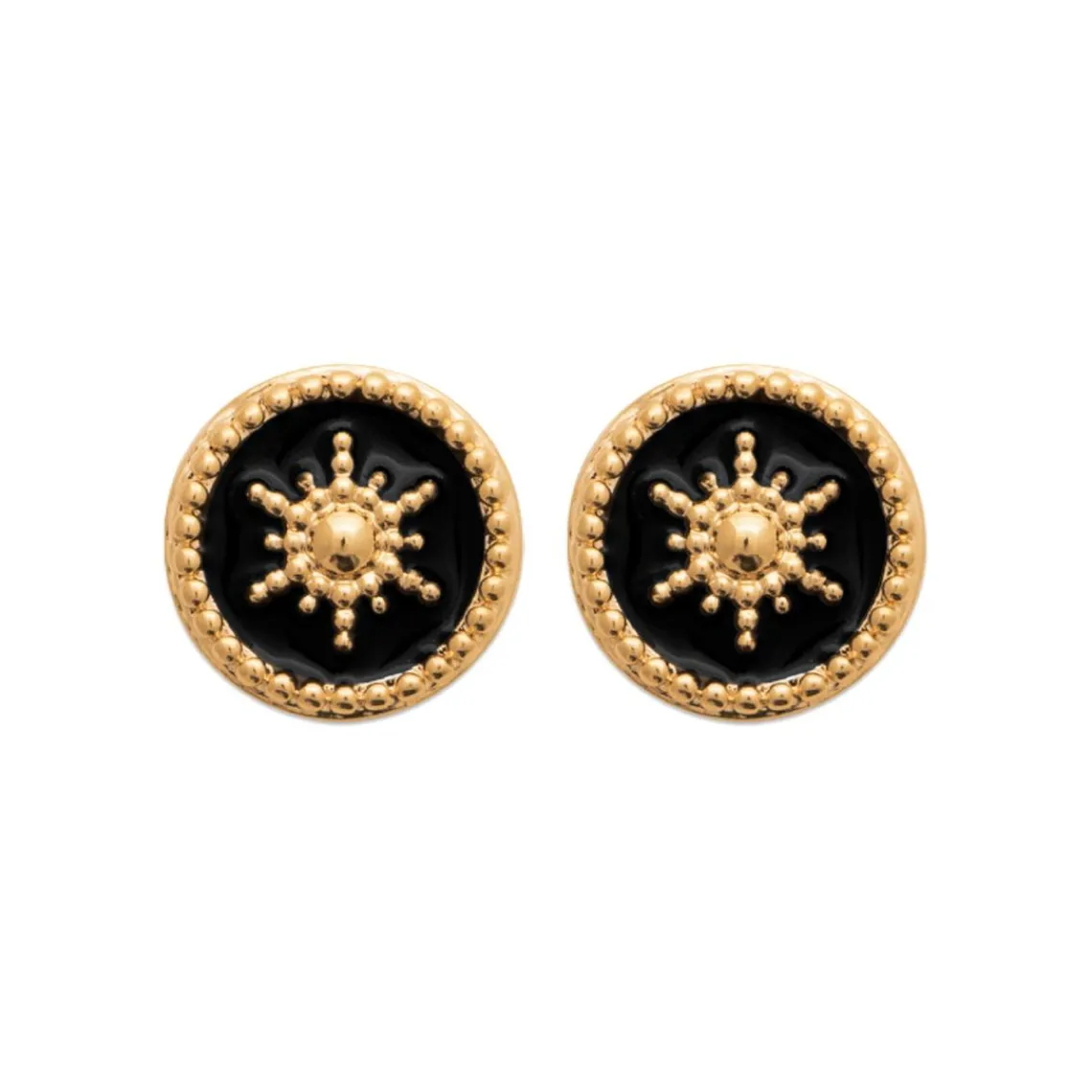 Maison de la Bijouterie Boucles d'oreille femme plaqué or laque noir - Y563U0W | Femme Boucles D'Oreilles