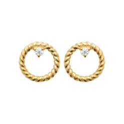 Maison de la Bijouterie Boucles d'oreille femme plaqué or blanc serti griffe - Y5WVWZ0 | Femme Boucles D'Oreilles
