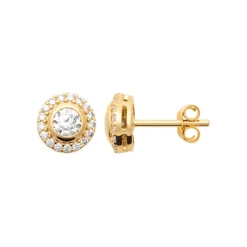 Maison de la Bijouterie Boucles d'oreille femme plaqué or blanc serti griffe rond serti - Y5W43Z0 | Femme Boucles D'Oreilles