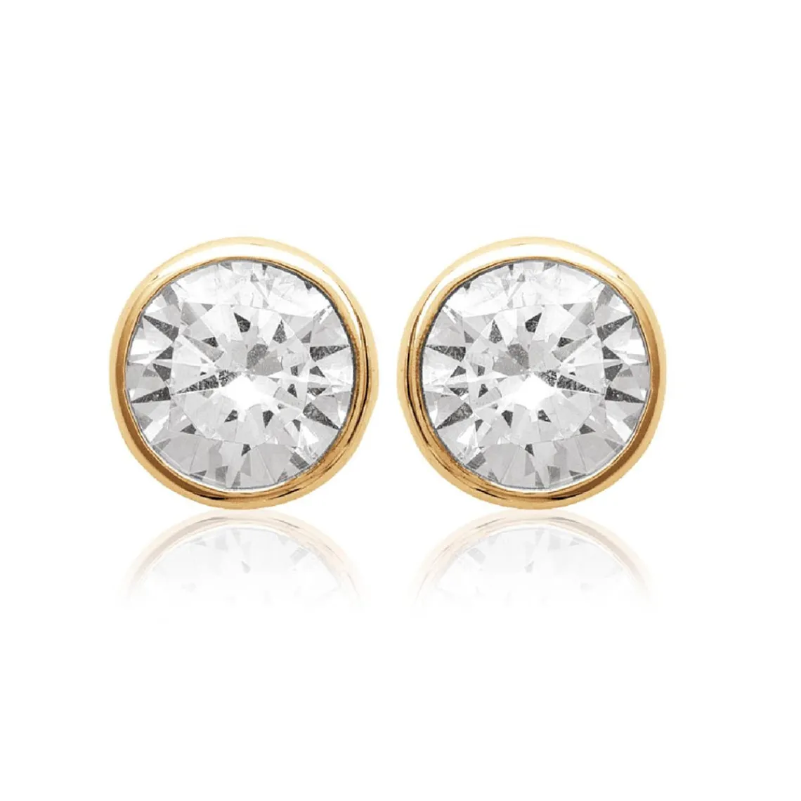 Maison de la Bijouterie Boucles d'oreille femme plaqué or serti clos classique - Y5ZZ5Z06 | Femme Boucles D'Oreilles