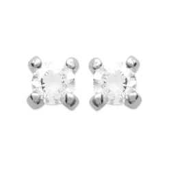 Maison de la Bijouterie Boucles d'oreille mixte argent rhodié serti 4 griffes rhodie - Z5055Z0Y | Femme Boucles D'Oreilles