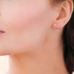 Maison de la Bijouterie Boucles d'oreille mixte argent rhodié serti 4 griffes rhodie - Z5055Z0Y | Femme Boucles D'Oreilles