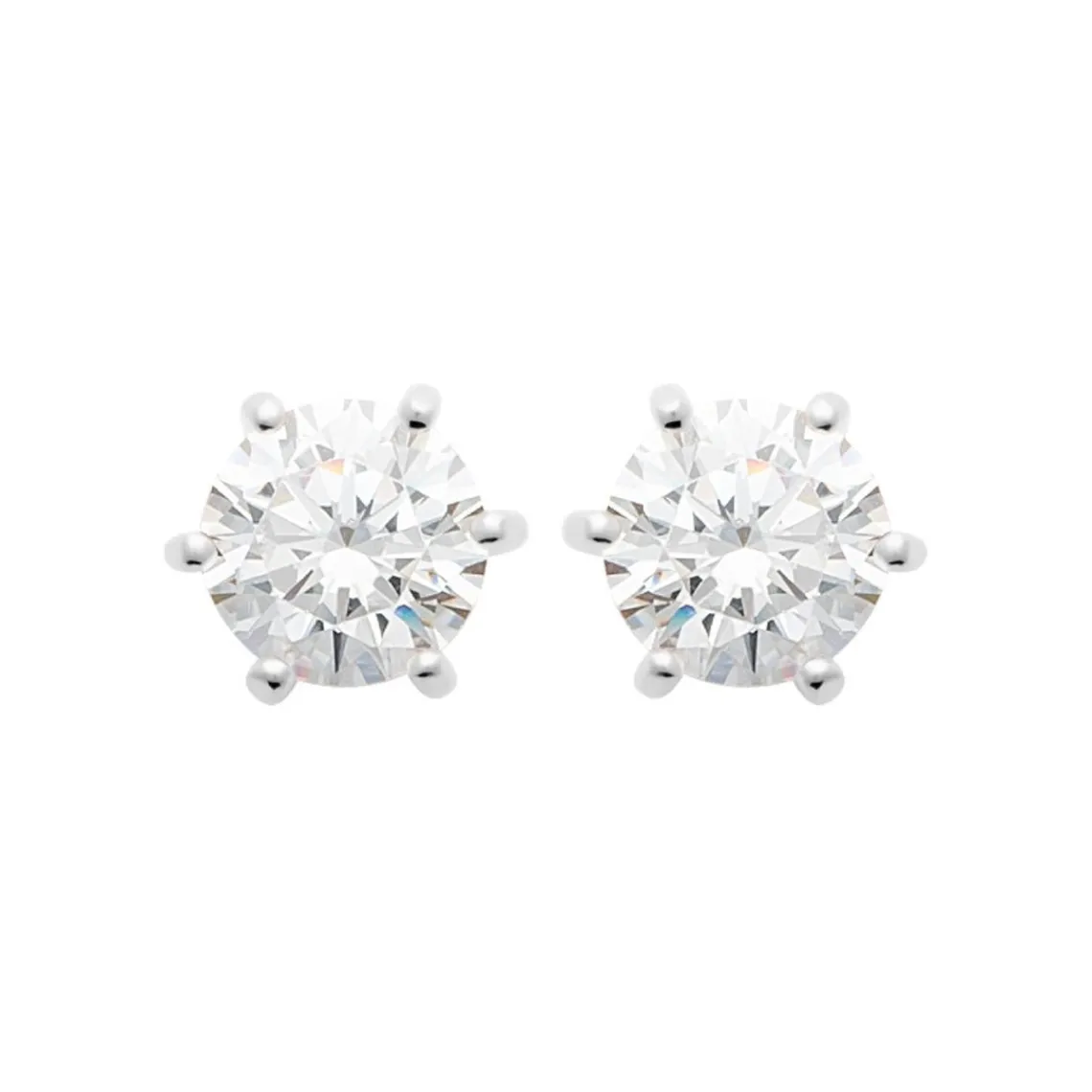 Maison de la Bijouterie Boucles d'oreille mixte argent rhodié blanc serti griffe - Z0YZ5366Z | Femme Boucles D'Oreilles