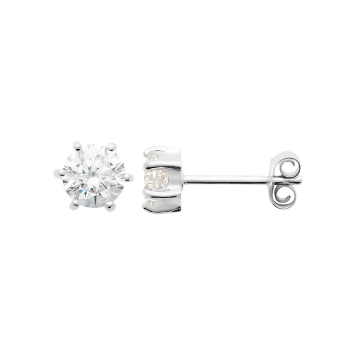 Maison de la Bijouterie Boucles d'oreille mixte argent rhodié blanc serti griffe - Z0YZ5366Z | Femme Boucles D'Oreilles